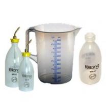 Maatbekers, olieflessen, laboratoriumflessen